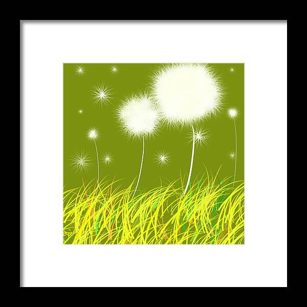 Dandelion Framed Print featuring the painting Dandelions Are Free by Oiyee At Oystudio