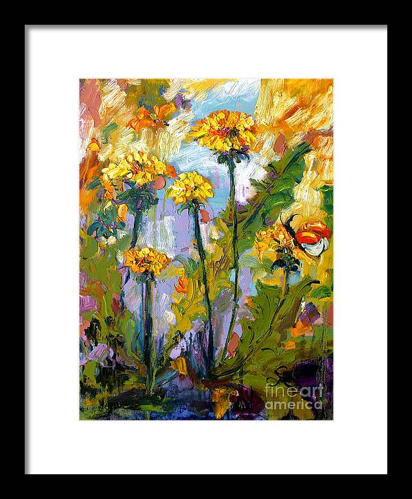 Dandelions Framed Print featuring the painting Dandelions by Ginette Callaway