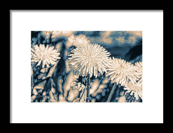 Dandelion Framed Print featuring the digital art Dandelions in Moonlight by Cheryl Rose