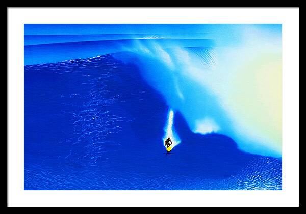 Surfing Framed Print featuring the painting Jaws 2011 by John Kaelin