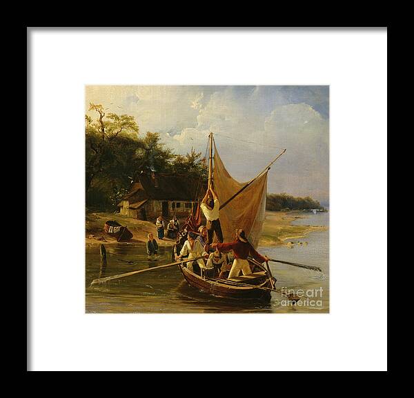 Adolph Tidemand Framed Print featuring the painting Danish fishermens homecoming by Adolph Tidemand