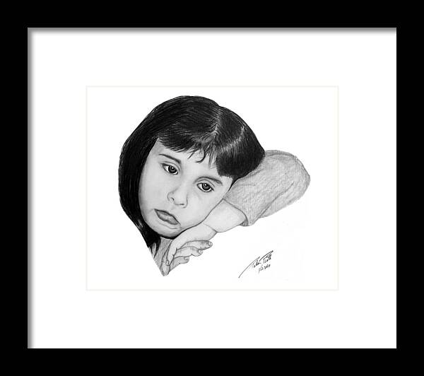 Portrait Sketch Framed Print featuring the drawing Dannie by Peter Piatt
