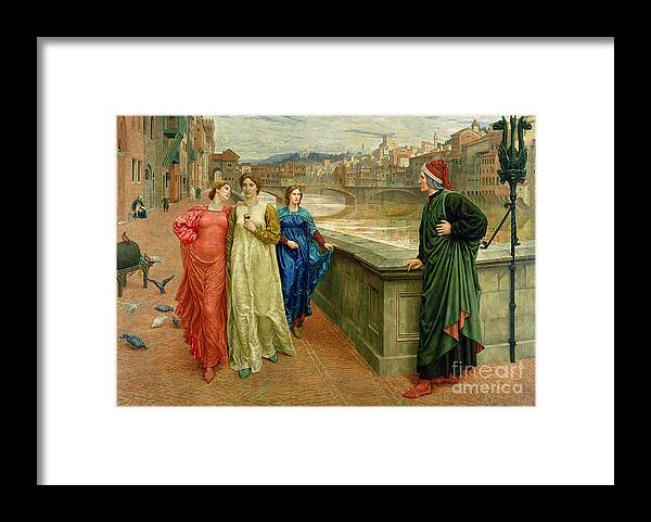 Dante And Beatrice Framed Print featuring the painting Dante and Beatrice by Henry Holiday