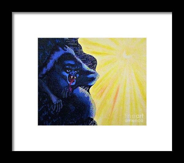 Evil Framed Print featuring the painting Dark And Light by Tatyana Shvartsakh