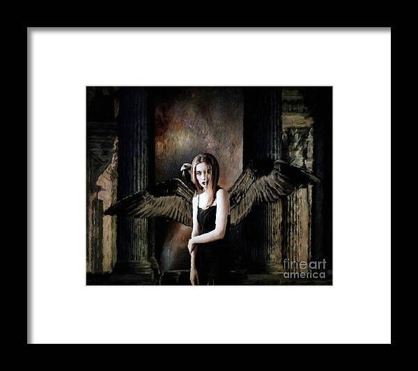 Paranormal Framed Print featuring the painting Dark Angel by Sarah Kirk by Esoterica Art Agency