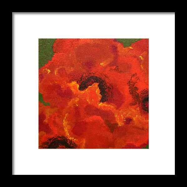 Poppies Framed Print featuring the painting Dark eyed beauties by Marilyn Quigley