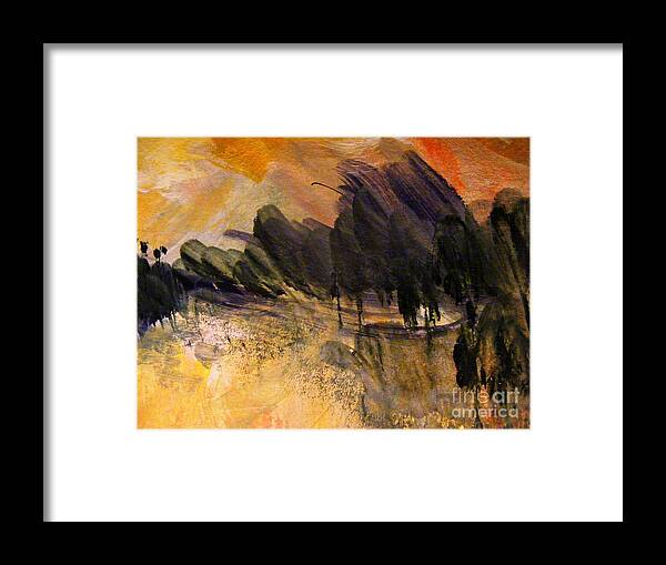 Gouache Abstract Painting Framed Print featuring the painting Dark Forest by Nancy Kane Chapman