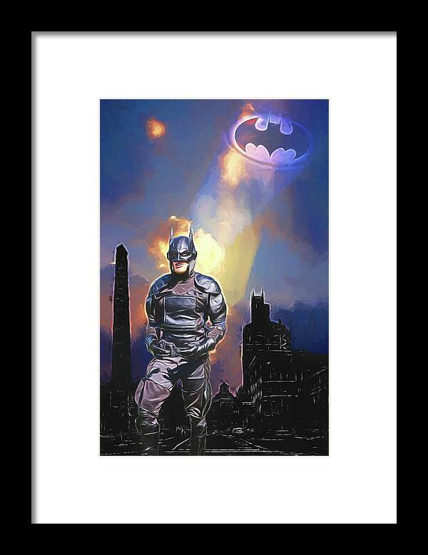 Batman Framed Print featuring the photograph Dark Night of Gothamville by John Haldane