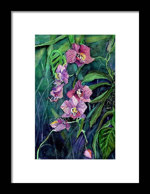Orchid Framed Print featuring the painting Dark Orchid by Mindy Newman