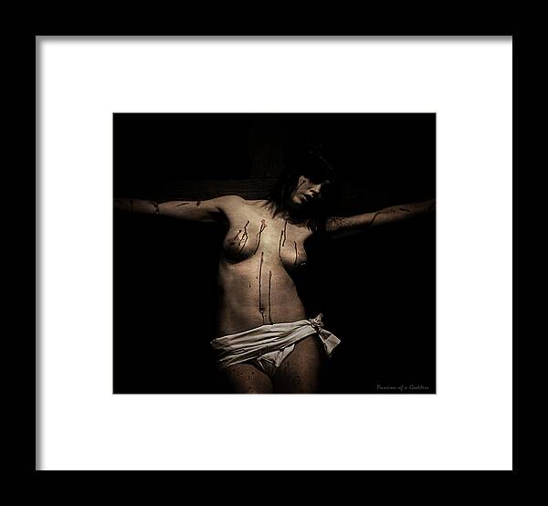 Dark Framed Print featuring the photograph Dark portrait of a female Jesus III by Ramon Martinez