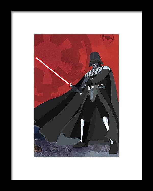 Star Wars Framed Print featuring the digital art Darth Vader Star Wars Character quotes poster by Lab No 4
