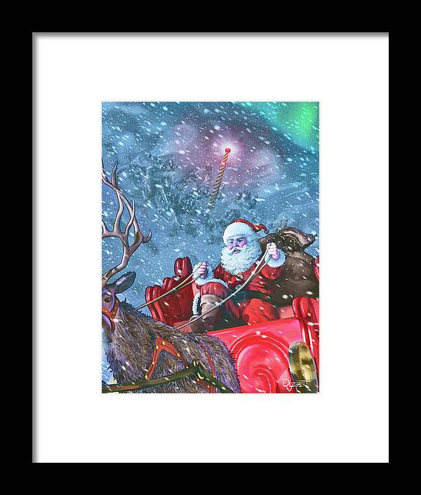 Santa Claus Framed Print featuring the digital art Dash Away All by David Luebbert