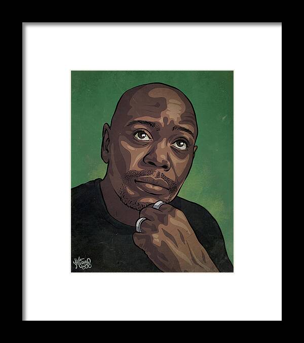 Dave Chappelle Framed Print featuring the drawing Dave Chappelle by Miggs The Artist