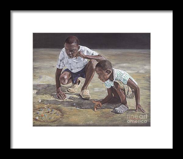 Roshanne Framed Print featuring the pastel David and Goliath by Roshanne Minnis-Eyma