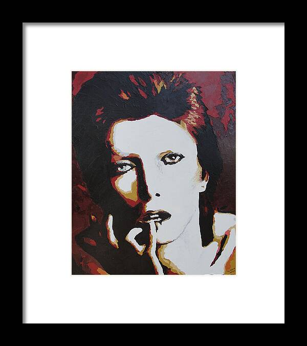 David Bowie Framed Print featuring the painting David Bowie by Ricklene Wren