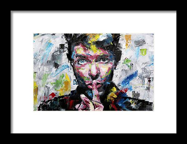 David Bowie Framed Print featuring the painting David Bowie Shh by Richard Day