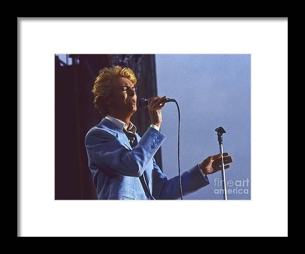 Photo Framed Print featuring the photograph David Bowie stage sunset by Philippe Taka