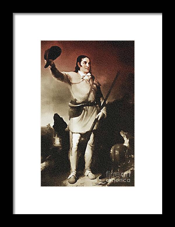 Davy Crockett Framed Print featuring the painting Davy Crockett - The Alamo by Ian Gledhill