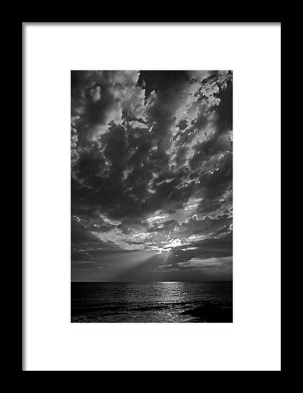 Sunrise Framed Print featuring the photograph Dawn in black and white by Bill Jonscher