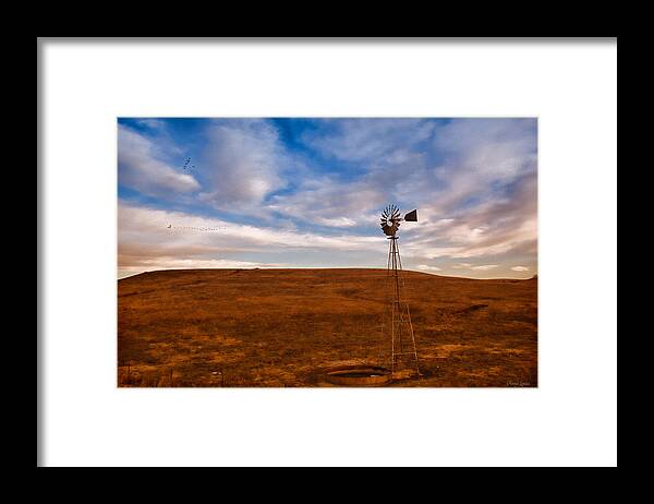 Windmill Framed Print featuring the photograph Dawn Prairie Windmill by Anna Louise