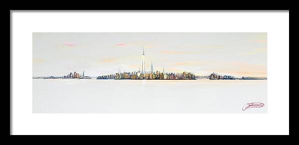 Manhattan Framed Print featuring the painting Dawns Early Light by Jack Diamond