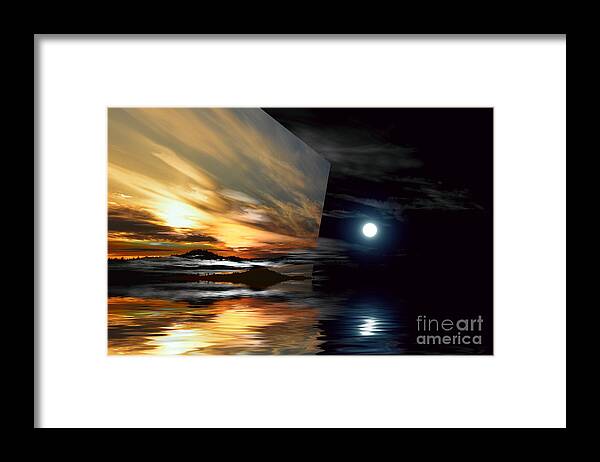 Sunset Framed Print featuring the photograph Day and Night Welcome Beach by Elaine Hunter