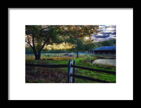 Farm Yard Framed Print featuring the photograph Day Is Nearly Done by Tricia Marchlik