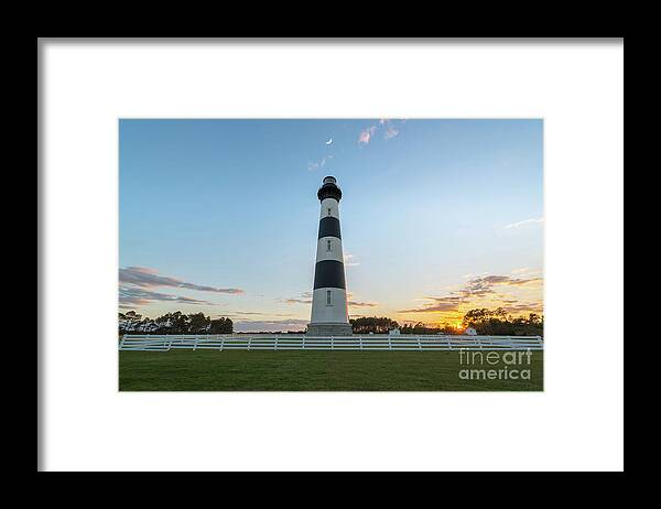 Bodie Island Lighthouse Framed Print featuring the photograph Day Moon over Bodie Island Light by Michael Ver Sprill