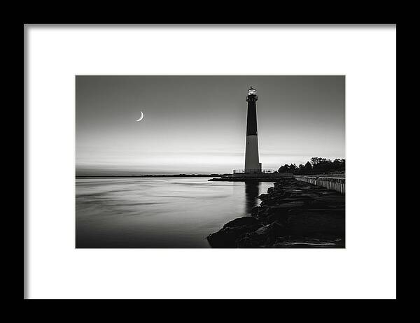 Park Framed Print featuring the photograph Daybreak at Barnegat, black and white by Eduard Moldoveanu