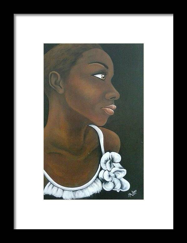 African-american Woman Framed Print featuring the painting Daydreamer by Jenny Pickens