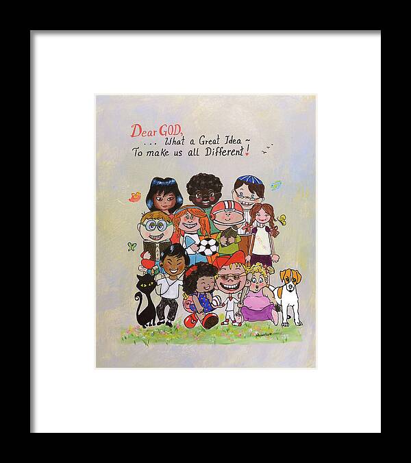 Children Framed Print featuring the painting Dear God, What a Great Idea by Quwatha Valentine