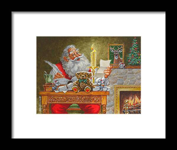 Santa Framed Print featuring the painting Dear Santa by Richard De Wolfe