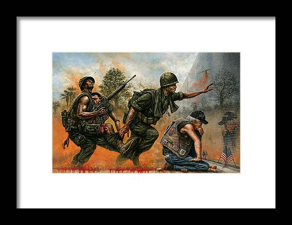 War Framed Print featuring the painting Death Followed Us Home by Dan Nance