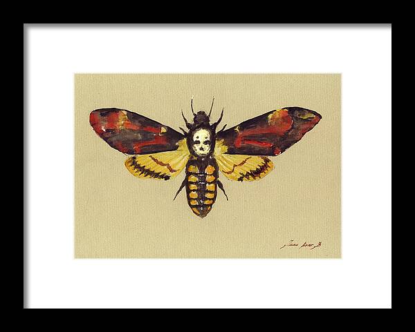 Death Head Hawk Moth Framed Print featuring the painting Death Head Hawk Moth by Juan Bosco
