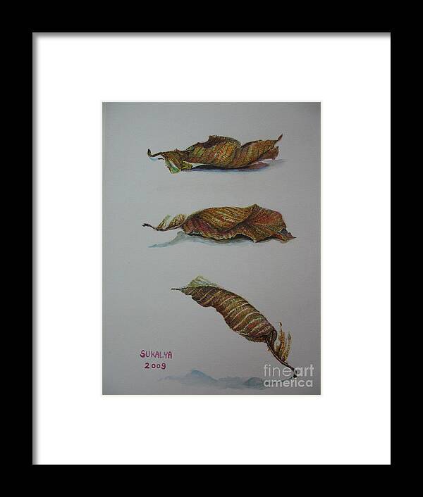 Leaf Framed Print featuring the painting Death Leaf Walking by Sukalya Chearanantana