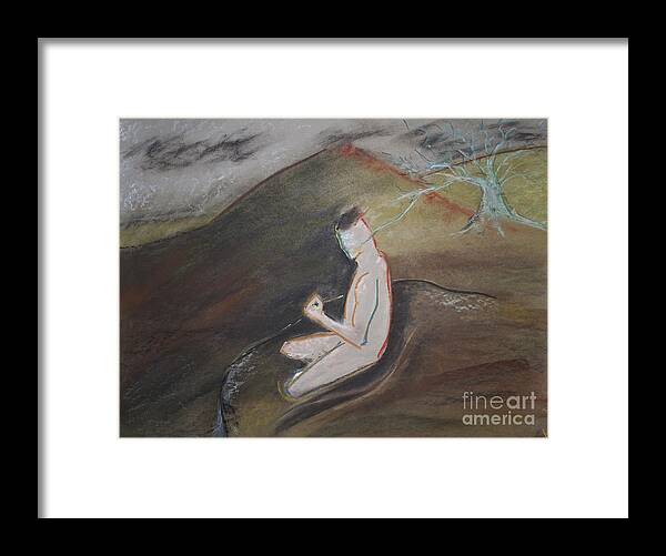 Naked Man Framed Print featuring the pastel Death Valley by Tracey Levine