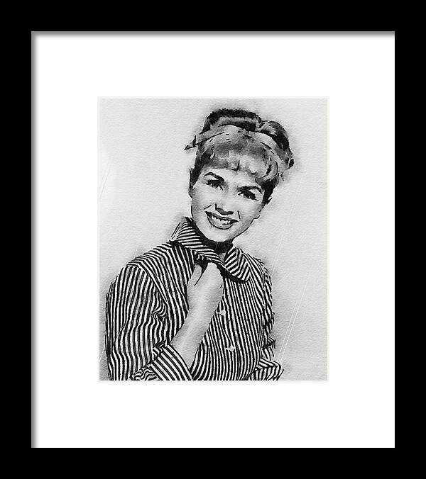 Hollywood Framed Print featuring the painting Debbie Reynolds Hollywood Actress by Esoterica Art Agency