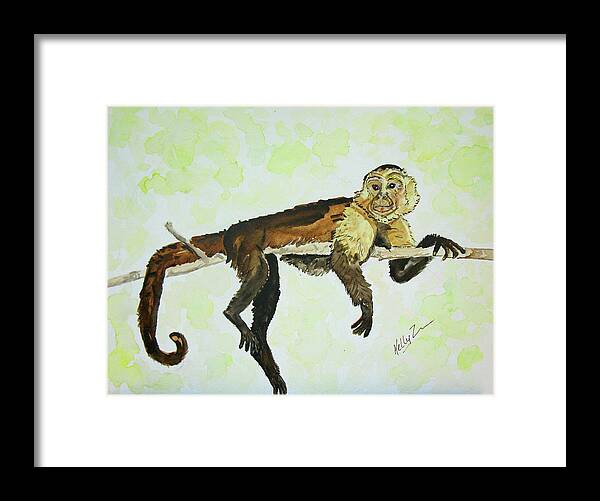 Monkey Framed Print featuring the painting Debonair by Kelly Smith