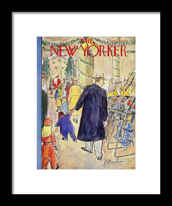Christmas Framed Print featuring the painting New Yorker December 7th 1957 by Perry Barlow