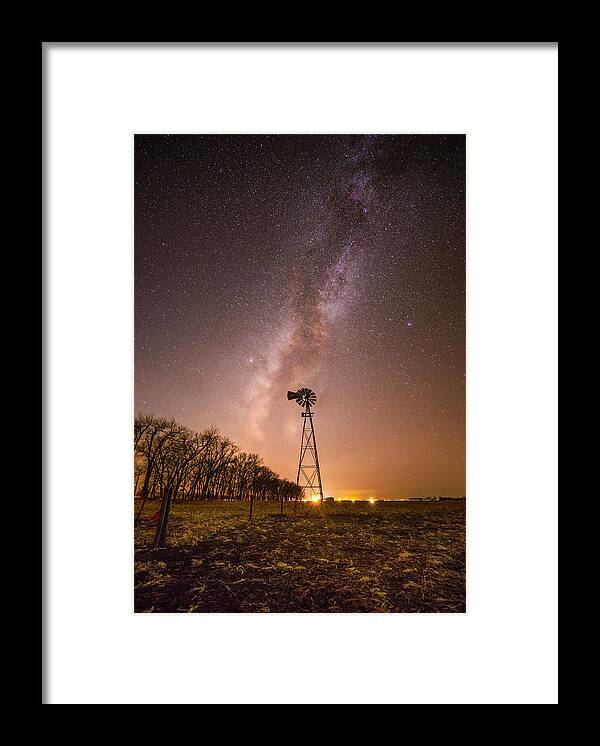 Windmill Framed Print featuring the photograph December Night by Aaron J Groen
