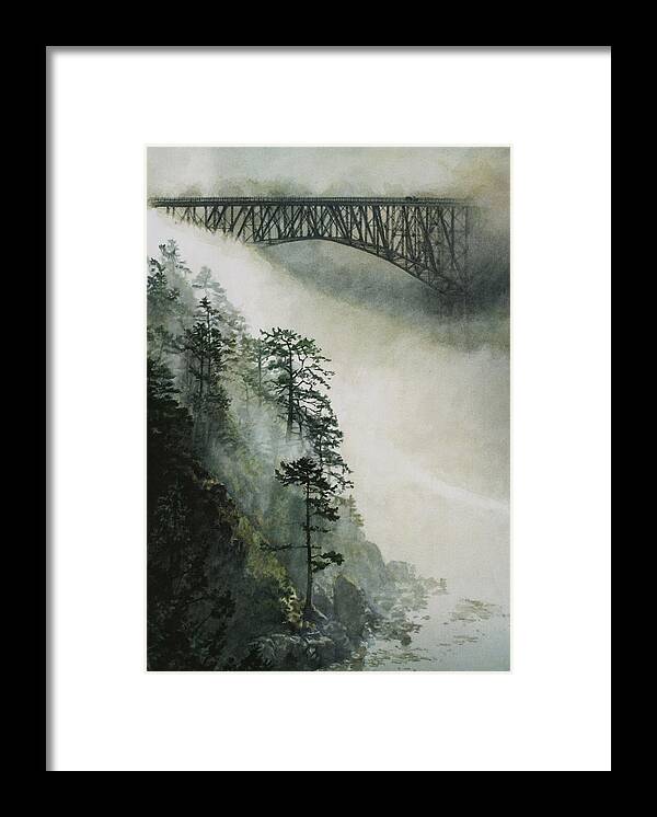 Fog Framed Print featuring the painting Deception Pass Fog by Perry Woodfin