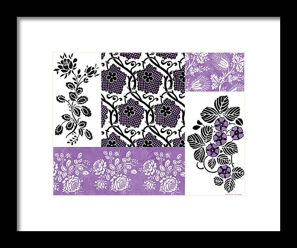 Flowers Framed Print featuring the painting Deco Flower Patchwork 3 by JQ Licensing
