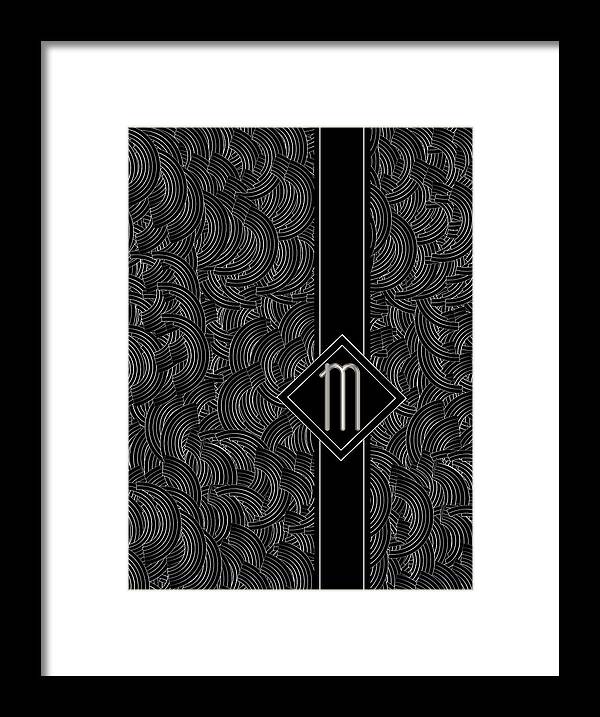 Monogram Framed Print featuring the digital art Deco Jazz Swing Monogram ...letter M by Cecely Bloom