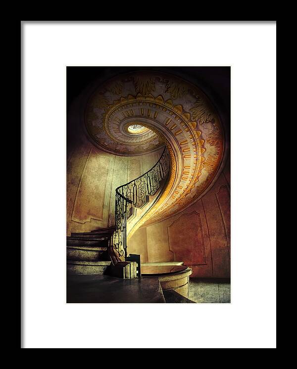 Spiral Framed Print featuring the photograph Decorated spiral staircase by Jaroslaw Blaminsky