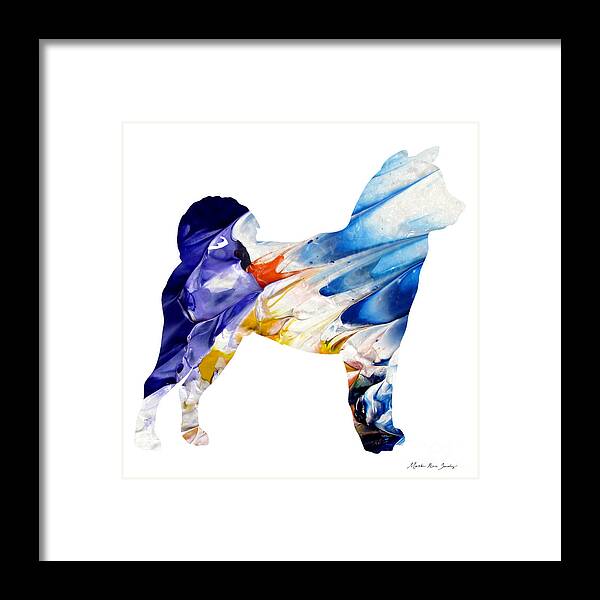 Martha Ann Sanchez Framed Print featuring the painting Decorative Husky Abstract O1015C by Mas Art Studio