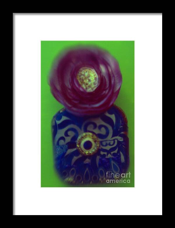 Color Framed Print featuring the photograph Decoupaged Vase with Fabric Flower by Tamarra Tamarra