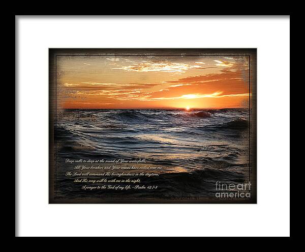 Sunset Framed Print featuring the mixed media Deep Calls To Deep - Rustic by Shevon Johnson