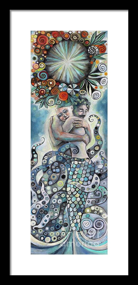 Mermaid Framed Print featuring the painting Deep Love by Manami Lingerfelt