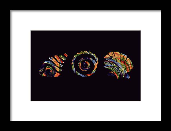 Abstract Framed Print featuring the digital art Deep Sea Shell Trio by Deborah Smith