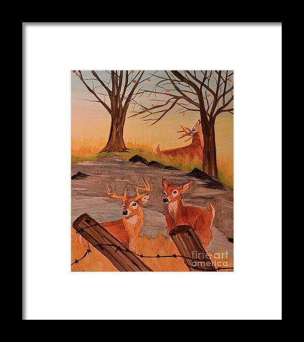 Deer Framed Print featuring the painting Deer 4 Sean by Denise Tomasura